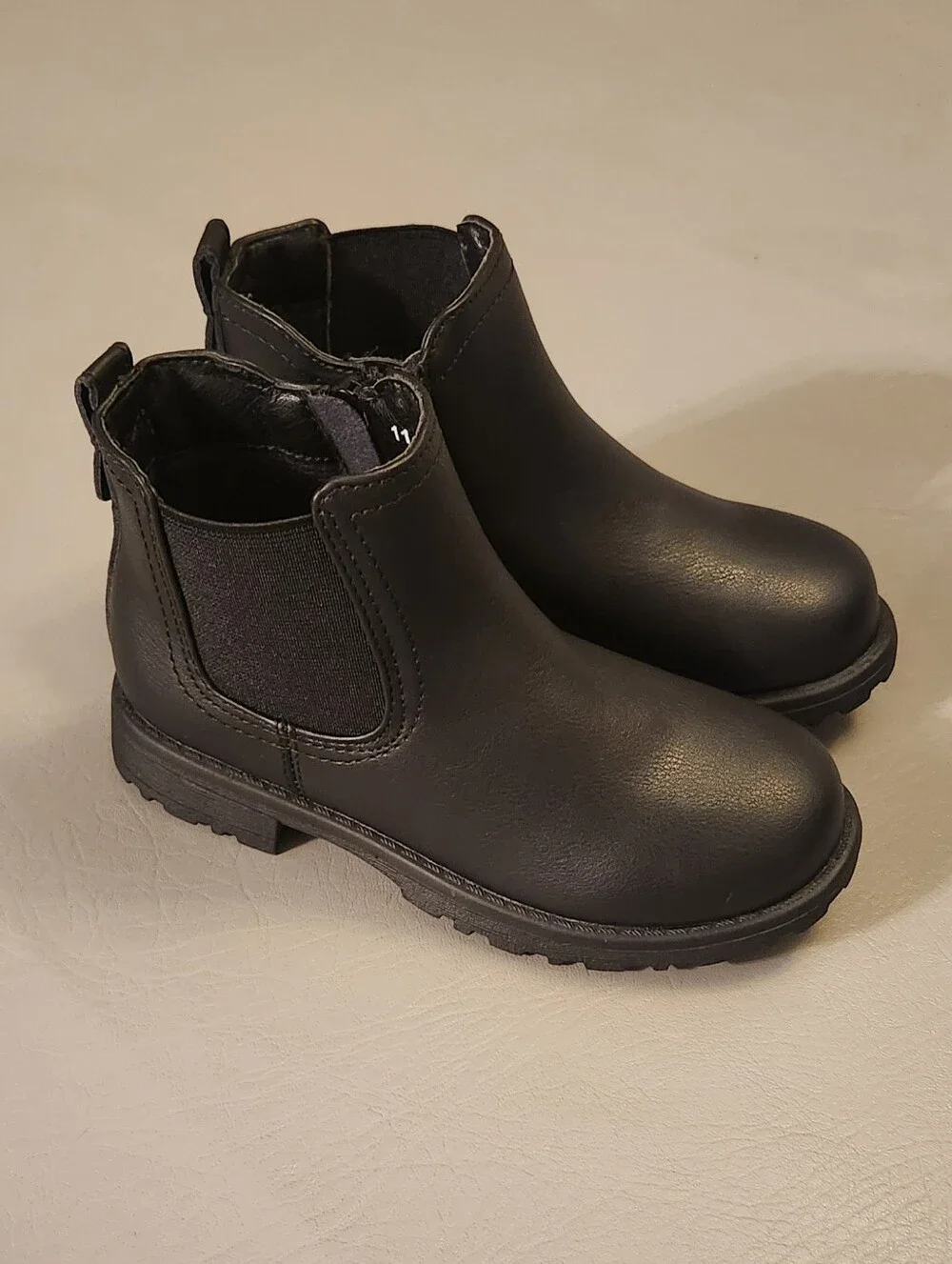 The Childrens Place Girls Black Leather Bootie Size 11